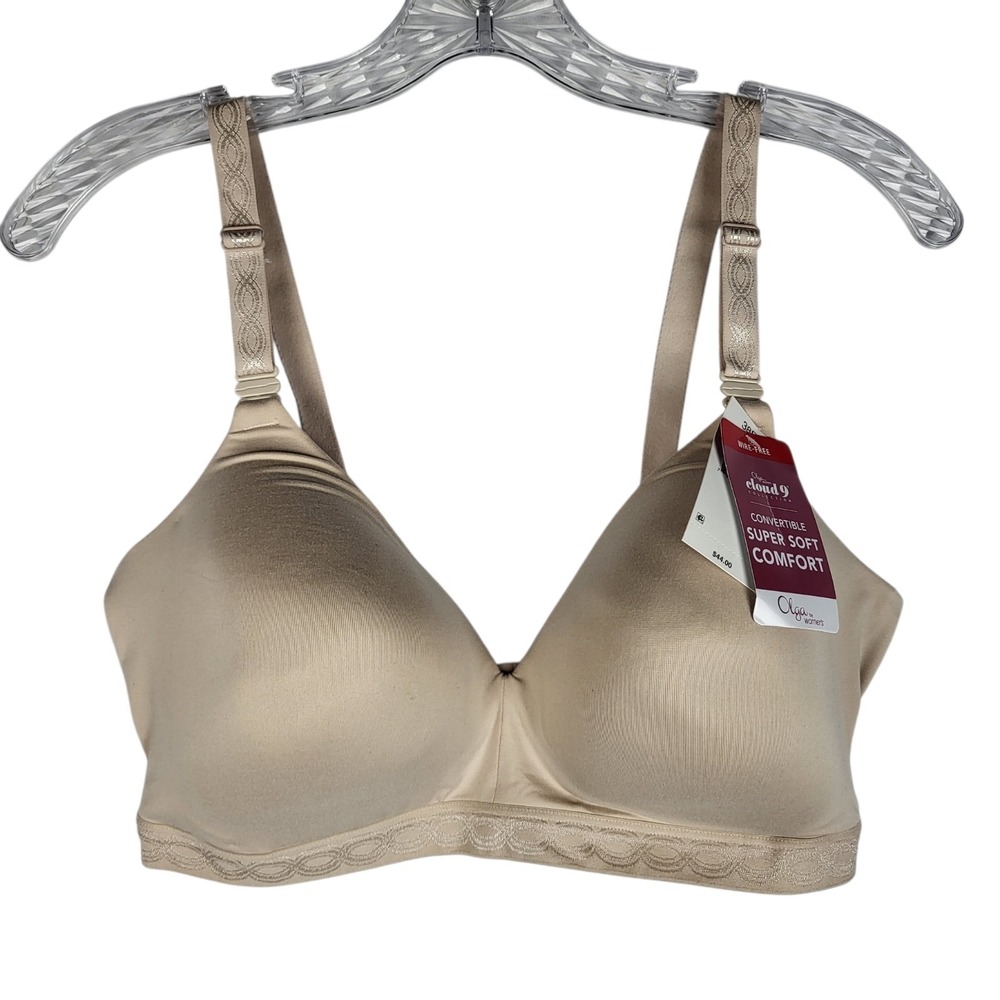 Olga‎ By Warners Cloud 9 Convertible Bra 38DD Beige Wire Free NWT